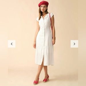 The Solid Color Lapel Midi Dress, size medium, white beautiful dress.